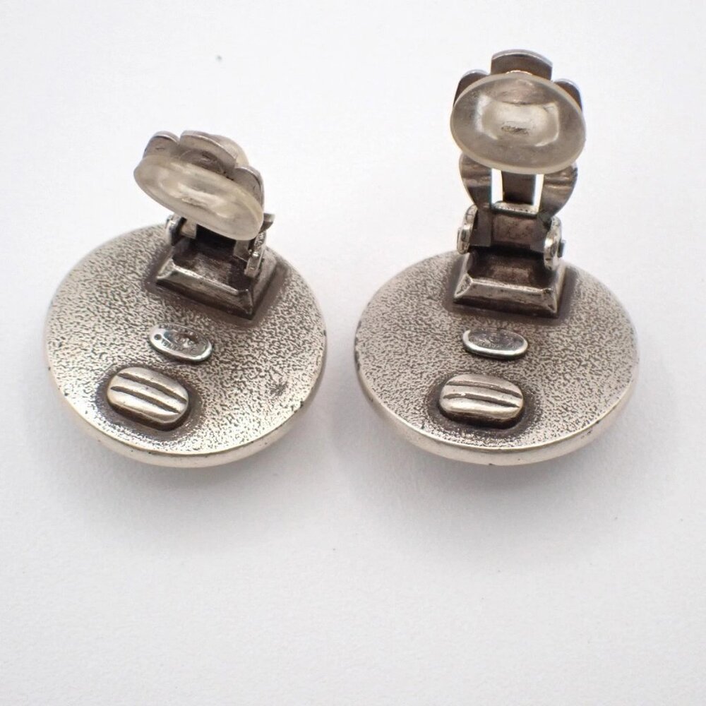 CHANEL CC Logo Round Button 99P Earrings Clip-On Clear SHW France 64RL668 - Picture 5 of 15